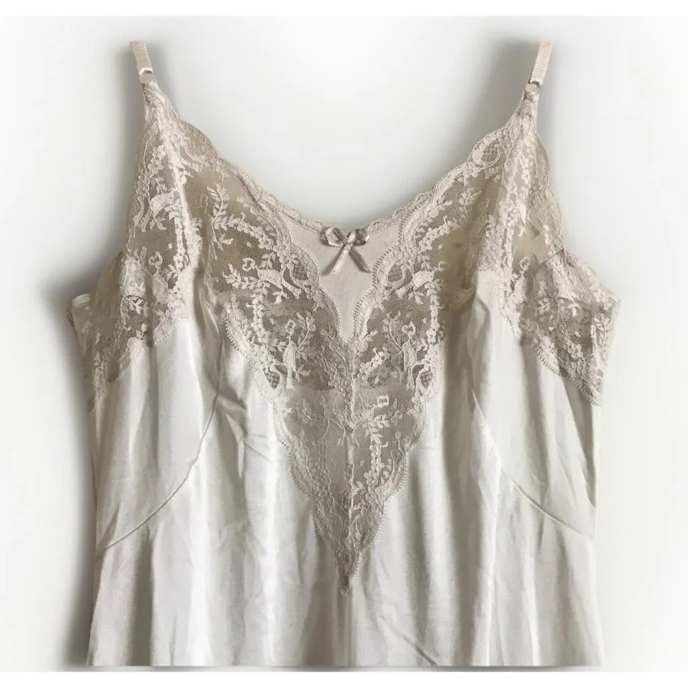 Vintage Palais Ivory Full Slip Dress Size‎ 34 Lace Lingerie